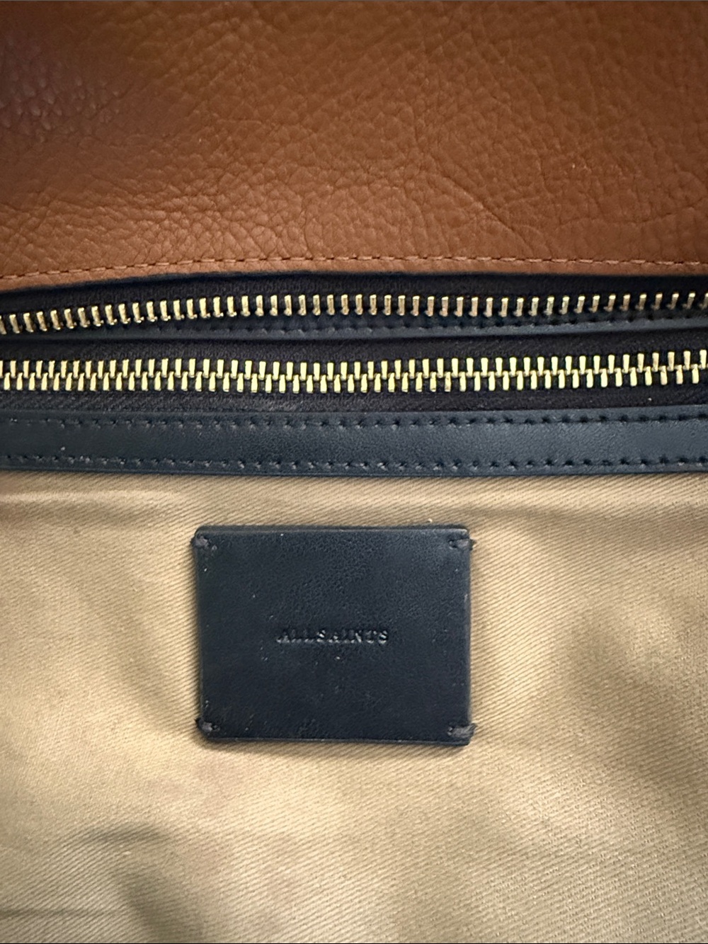 ALL SAINTS Half Moon Leather Cross Body Bag Briwn Urban Edgy Minimalist Off Duty - Picture 13 of 15